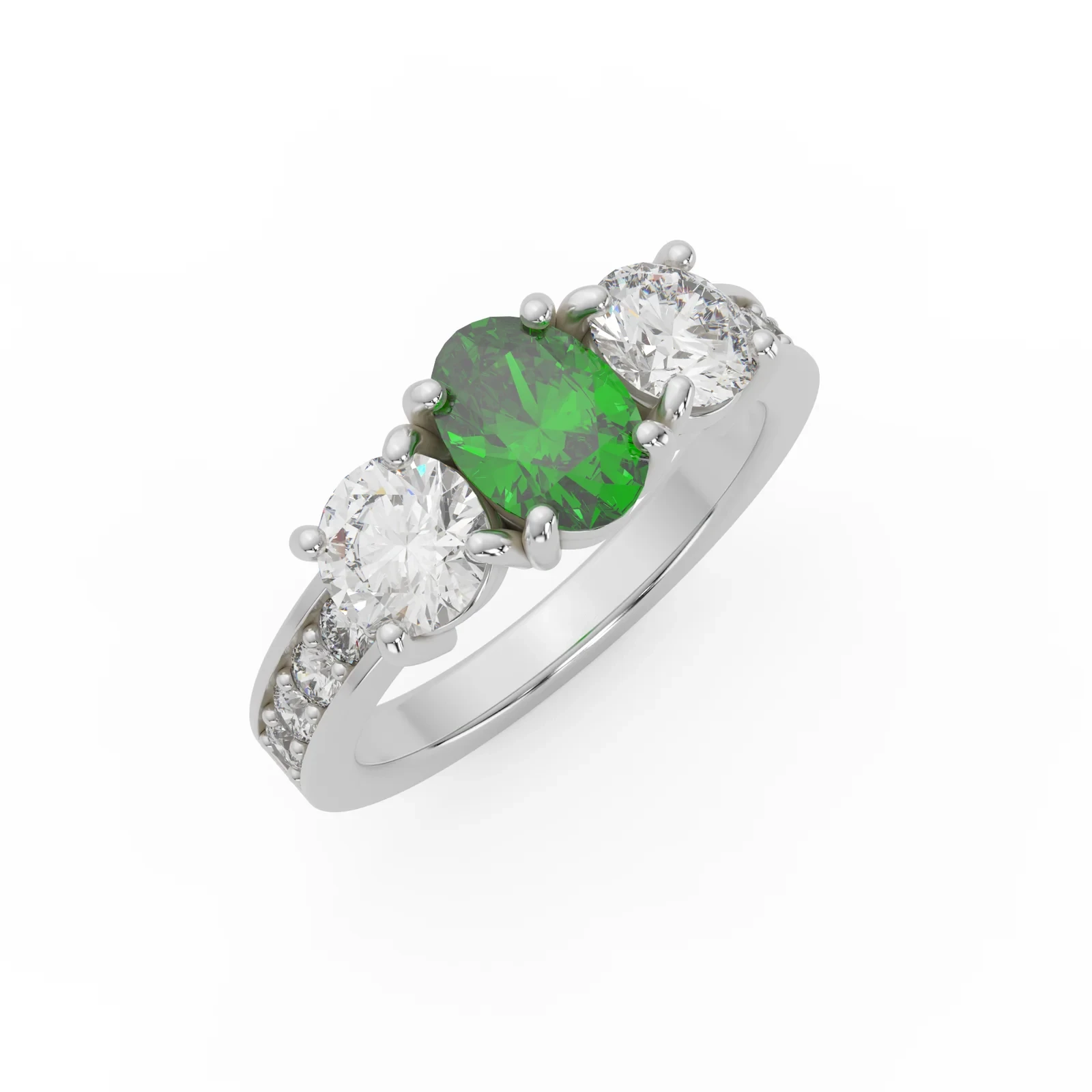 Classy Trinity Emerald Ring