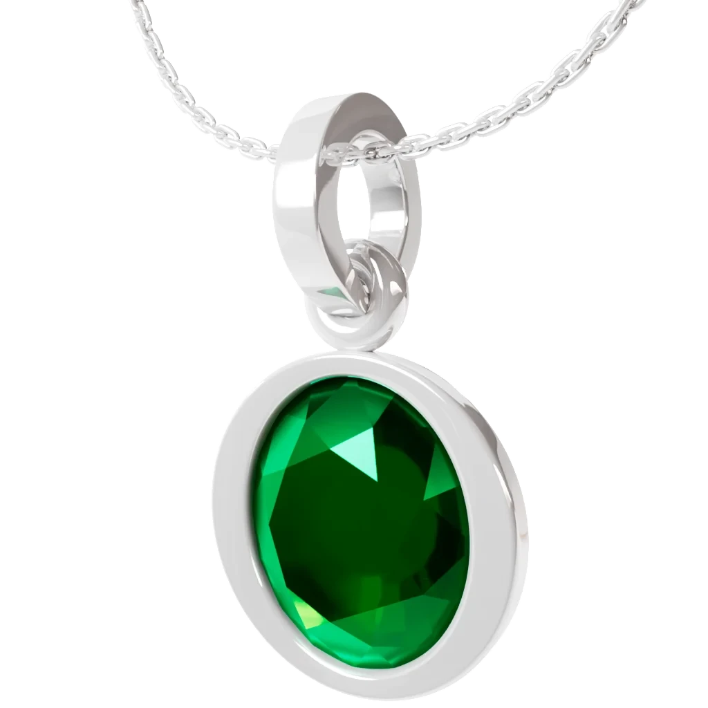 Emerald Classic Silver Pendant