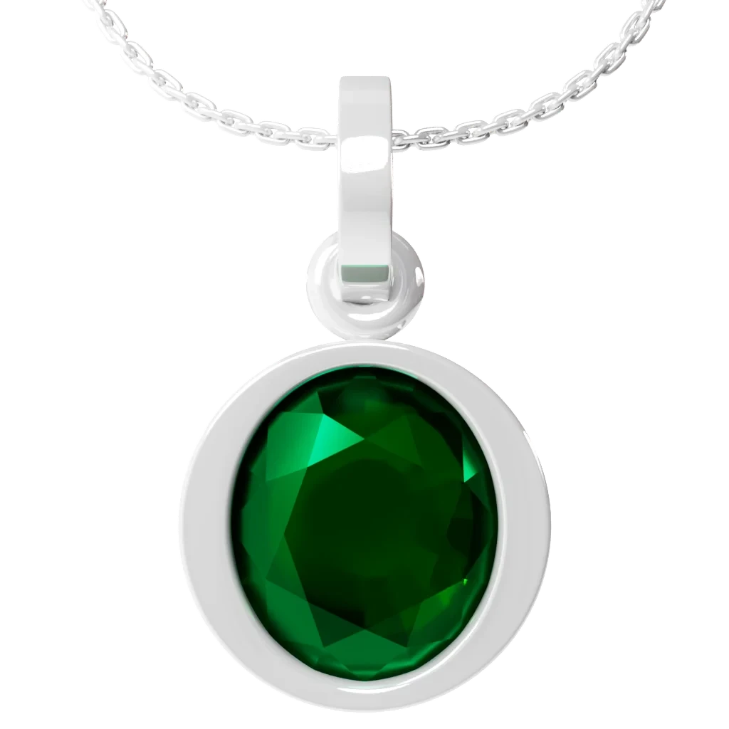 Emerald Classic Silver Pendant