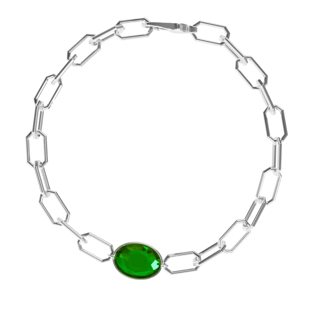 Emerald Derby Silver Bracelet