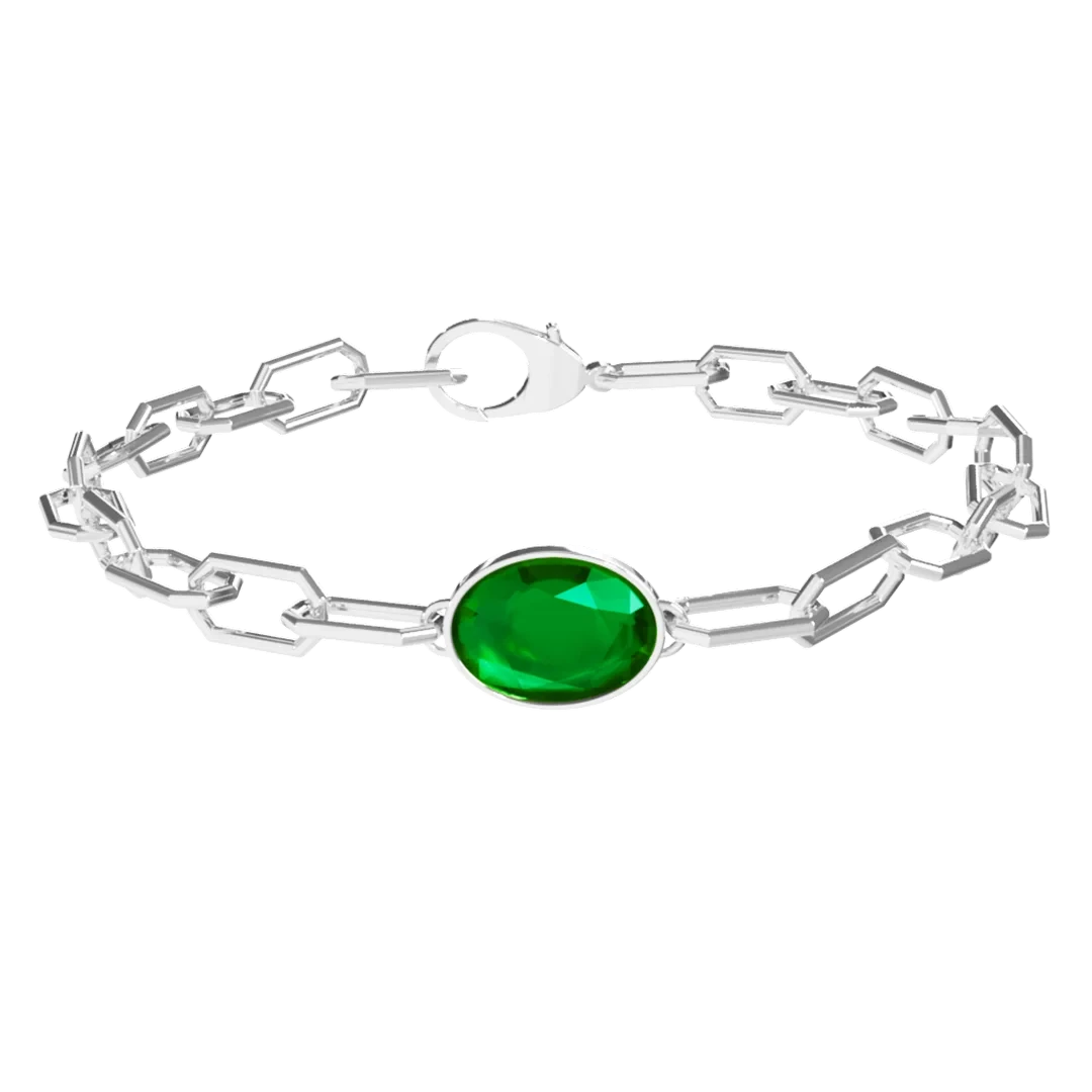 Emerald Derby Silver Bracelet