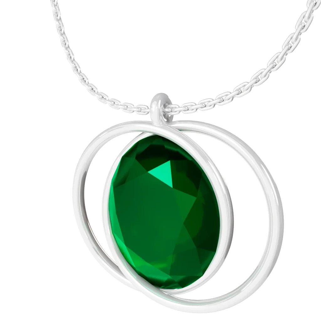 Emerald Duo-Loop Silver Pendant
