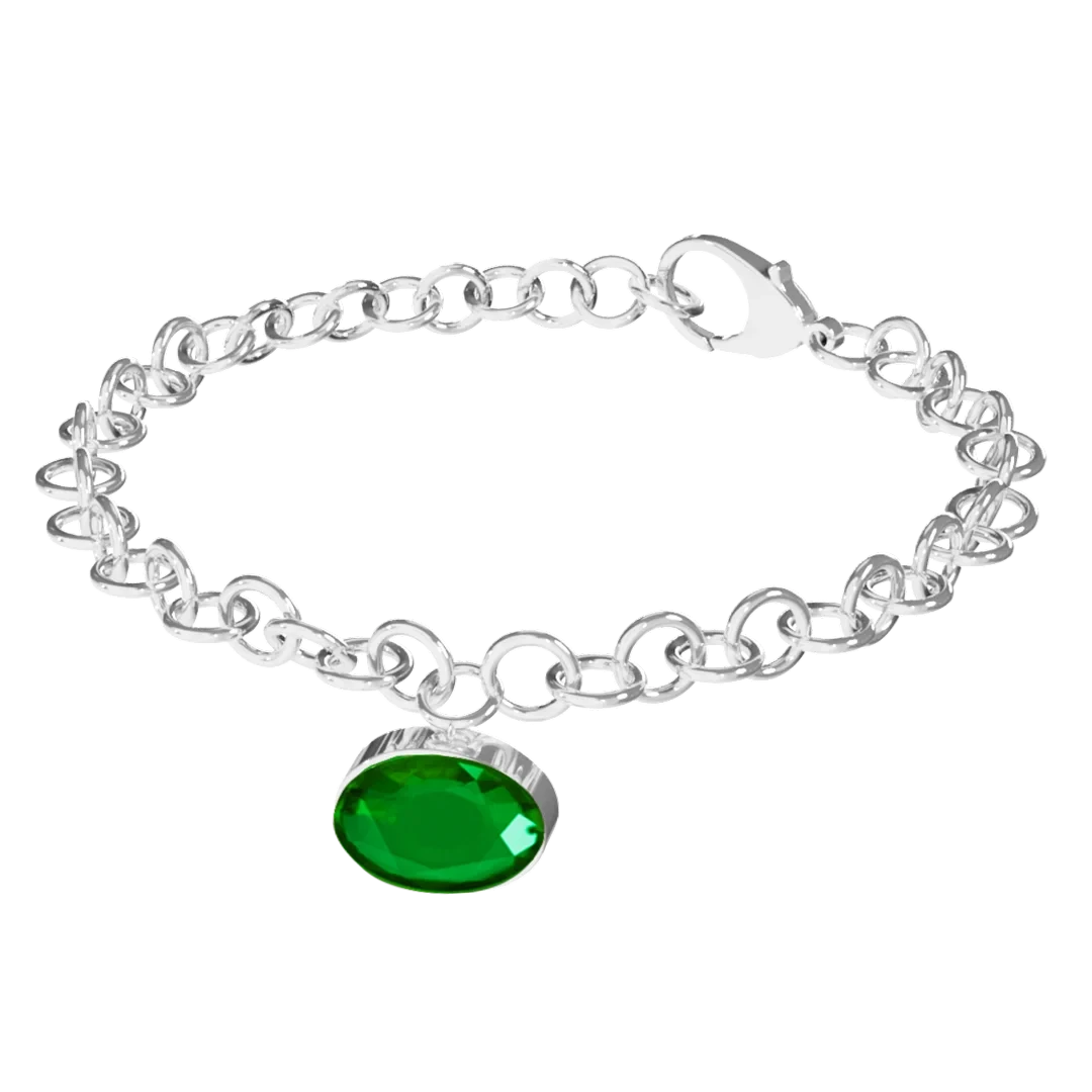 Emerald Hoop-Loop Silver Bracelet
