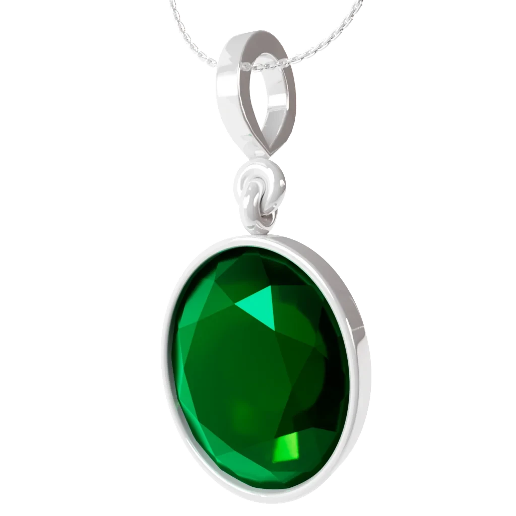 Emerald Oval Fleek silver pendant