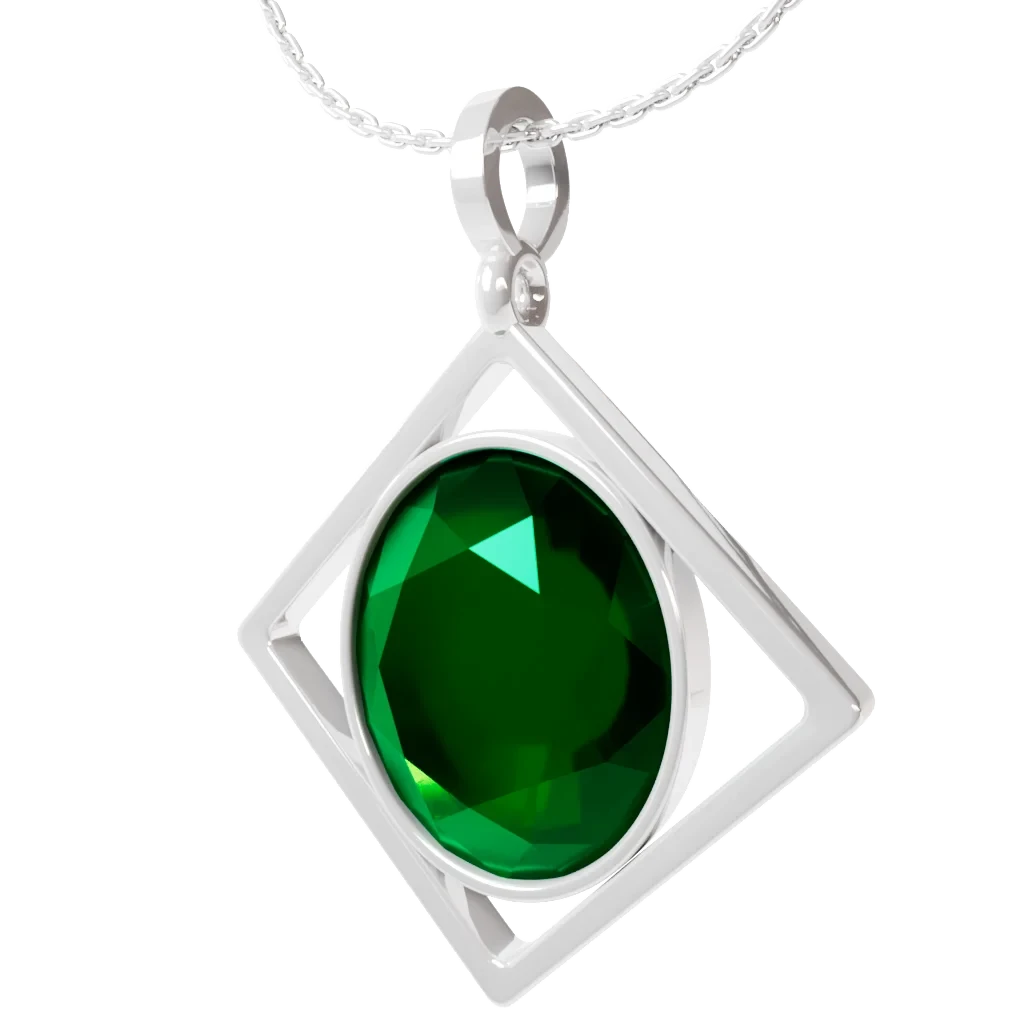 Emerald Quadra-Loop Silver Pendant