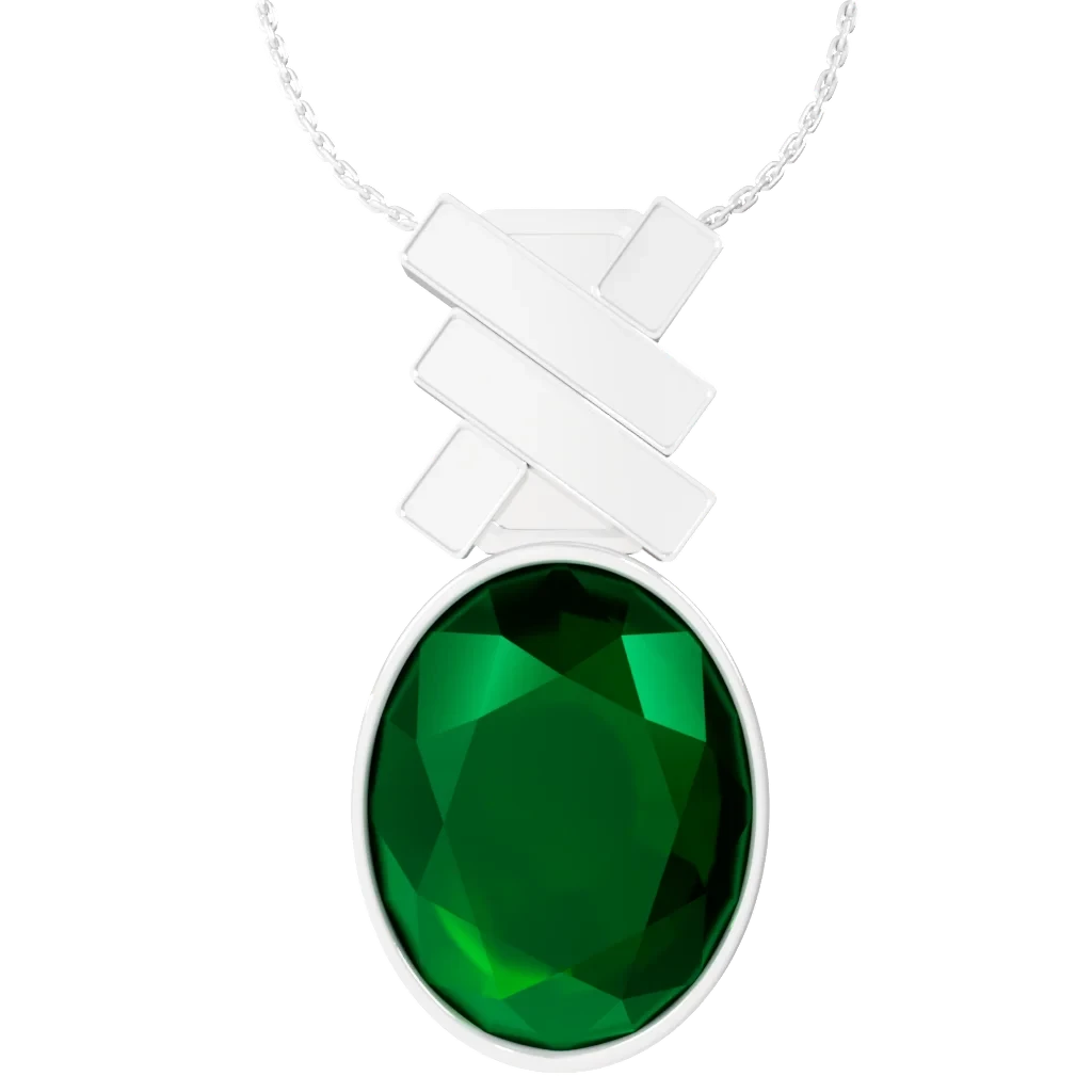 Emerald Wiggly Catch Silver Pendant