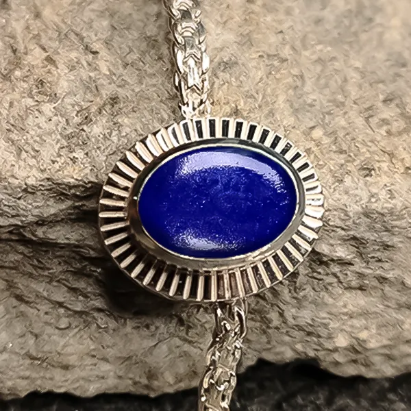 Lapis Lazuli Silver Rakhi - RK-3LZ