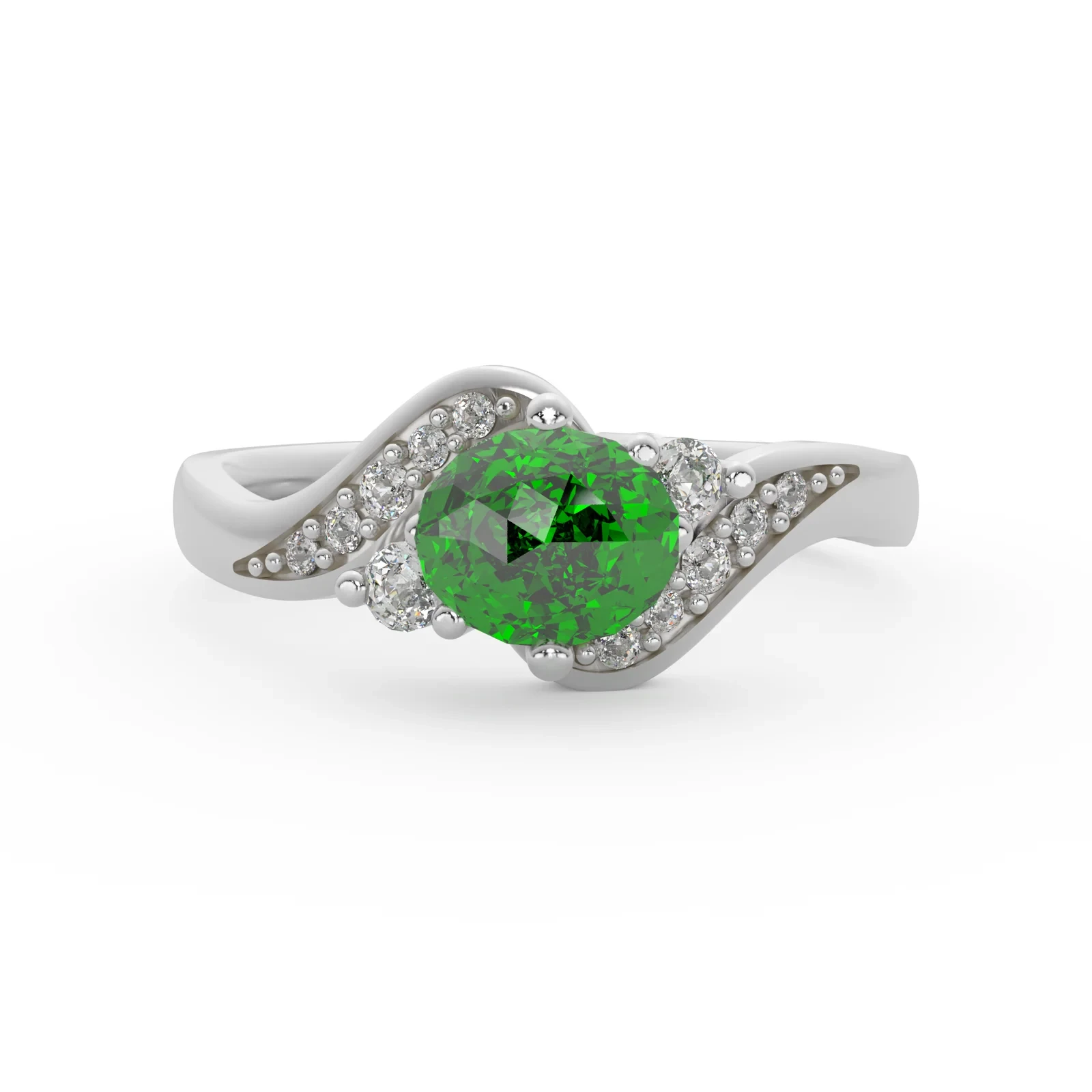 Quirky Swirl Emerald Ring