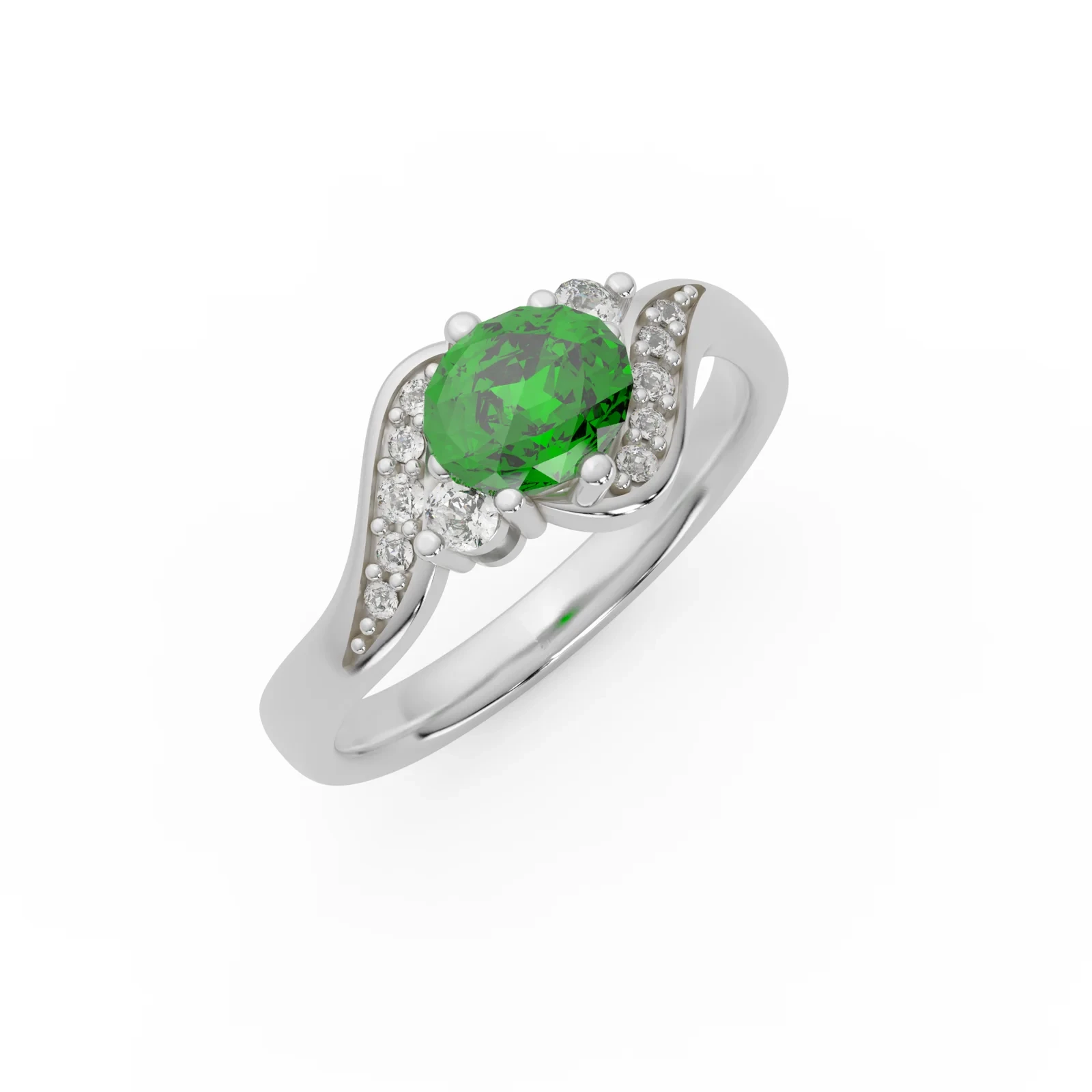 Quirky Swirl Emerald Ring