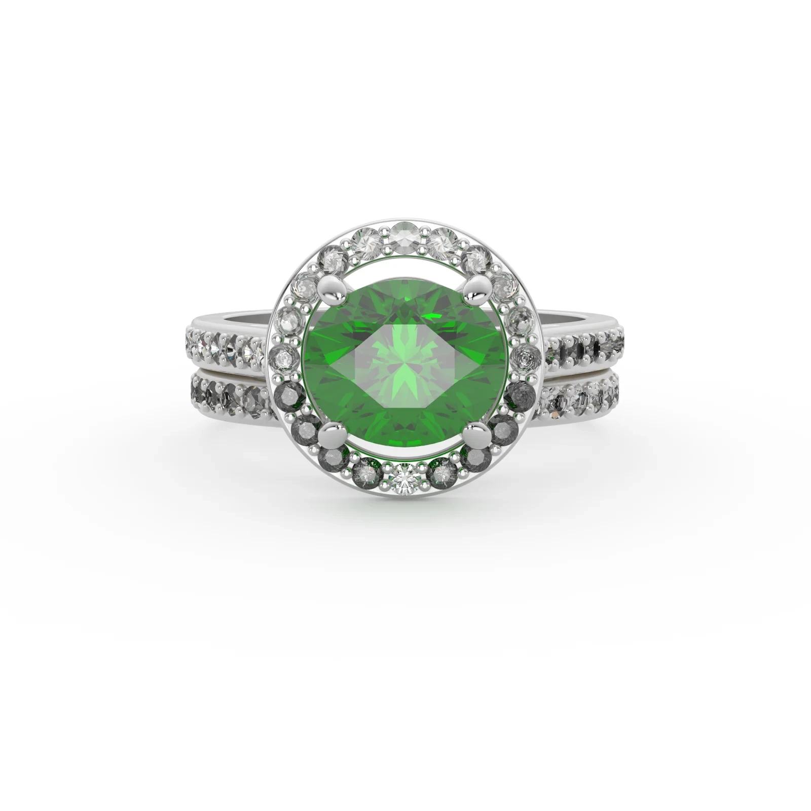 Radiant Halo Emerald Ring