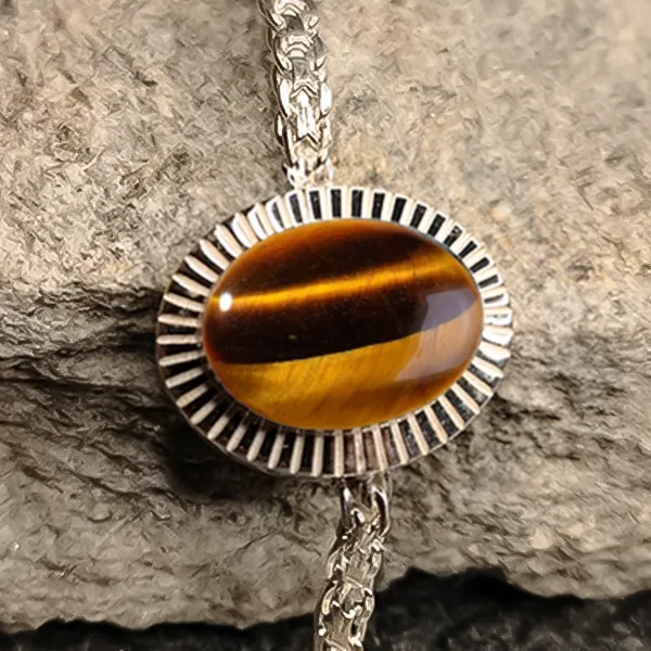 Tiger Eye Silver Rakhi - RK-3TE